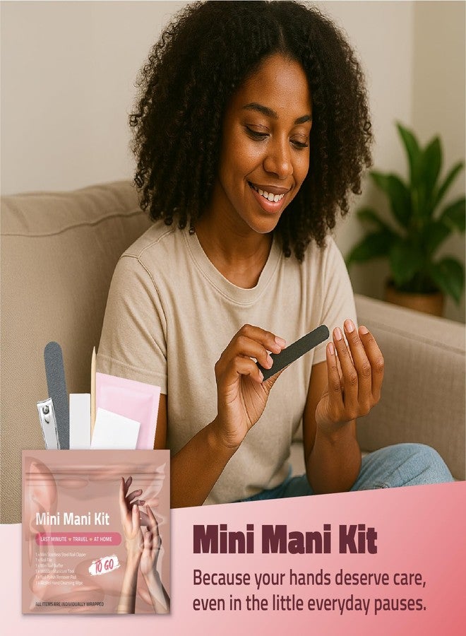 pH Advantage Mini Mani Kit – Disposable Manicure Set with Nail Clipper, File, Buffer, Cuticle Stick & Polish Remover Pad – Compact One-Time Use Nail Care Kit for Travel, Purse, Desk, or Car (Pink) - Image 4